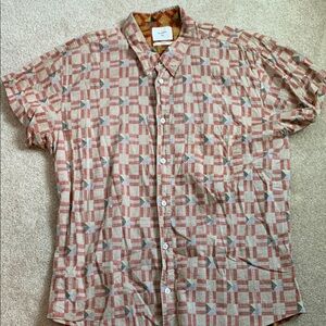 Billy Reid Red and Cream Casual Button Down Shirt